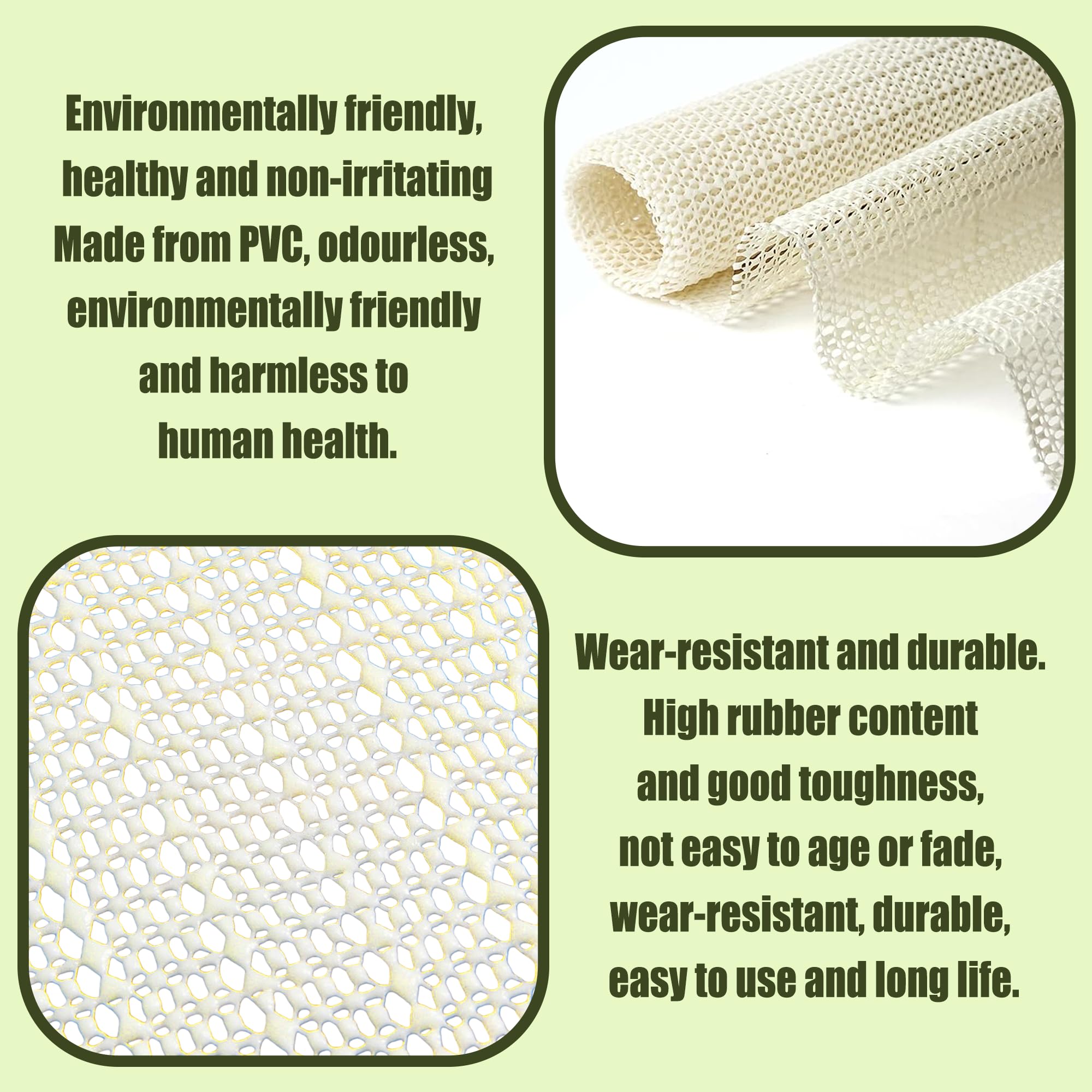 Sottofondo Antiscivolo 190 x 260 cm Antiscivolo e Protezione Sottotappeto Tagliabile in PVC Resistente per Tappeti, Cucina, Cassetti, Auto Ecc, bianco