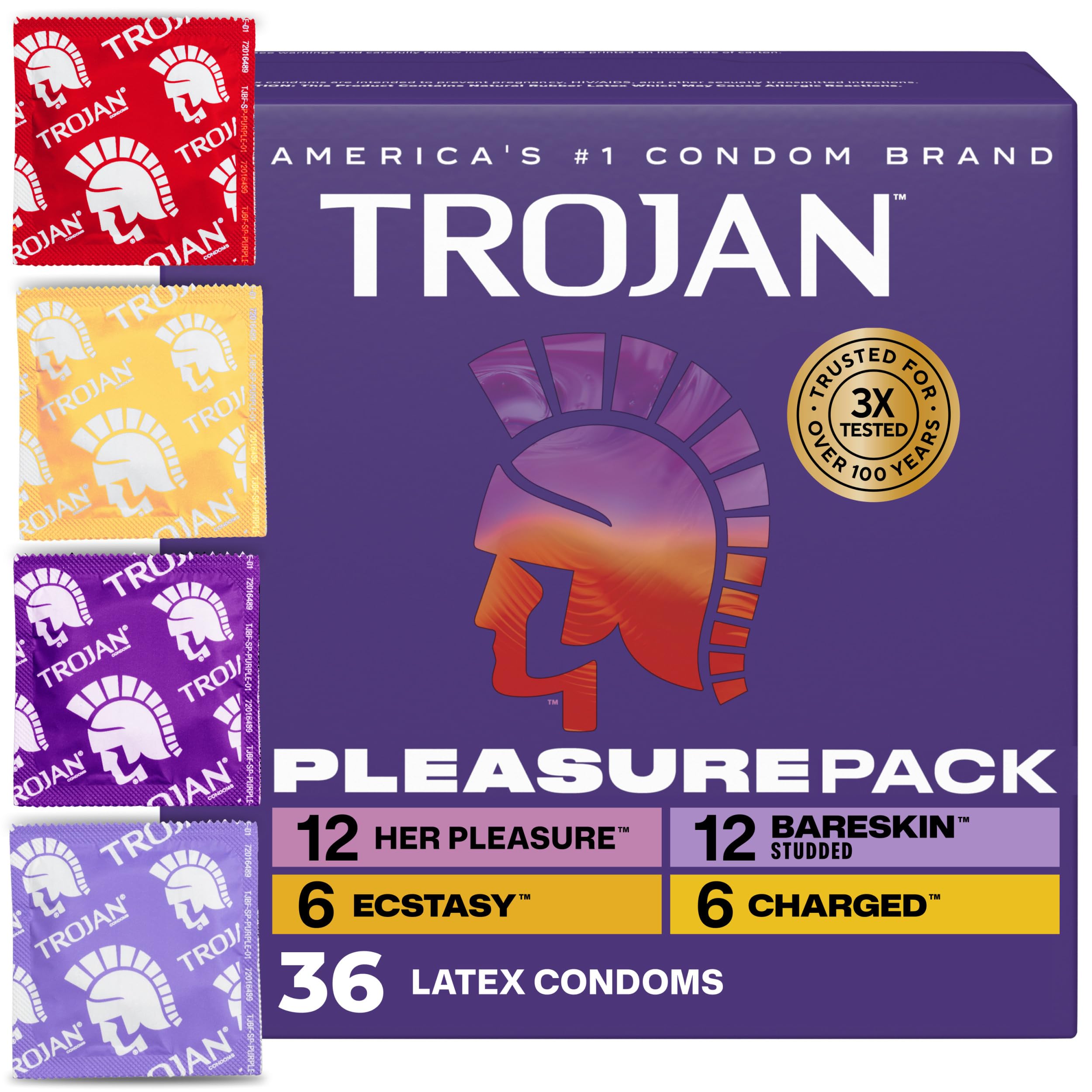 Amazon.com: Trojan Pleasure Pack, Assorted Latex Lubricated