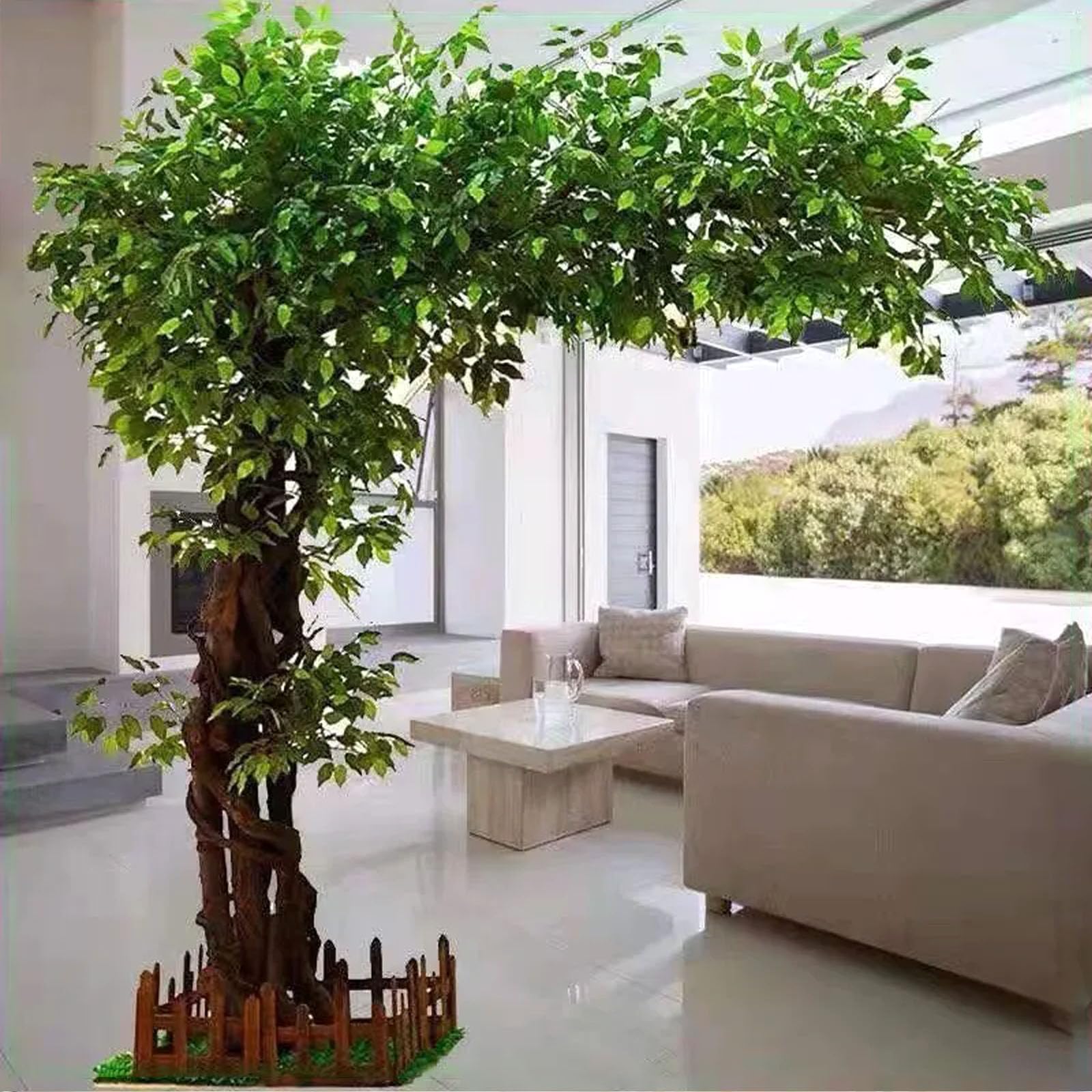 Ficus artificiel géant pour créer une oasis de verdure sur votre grand balcon