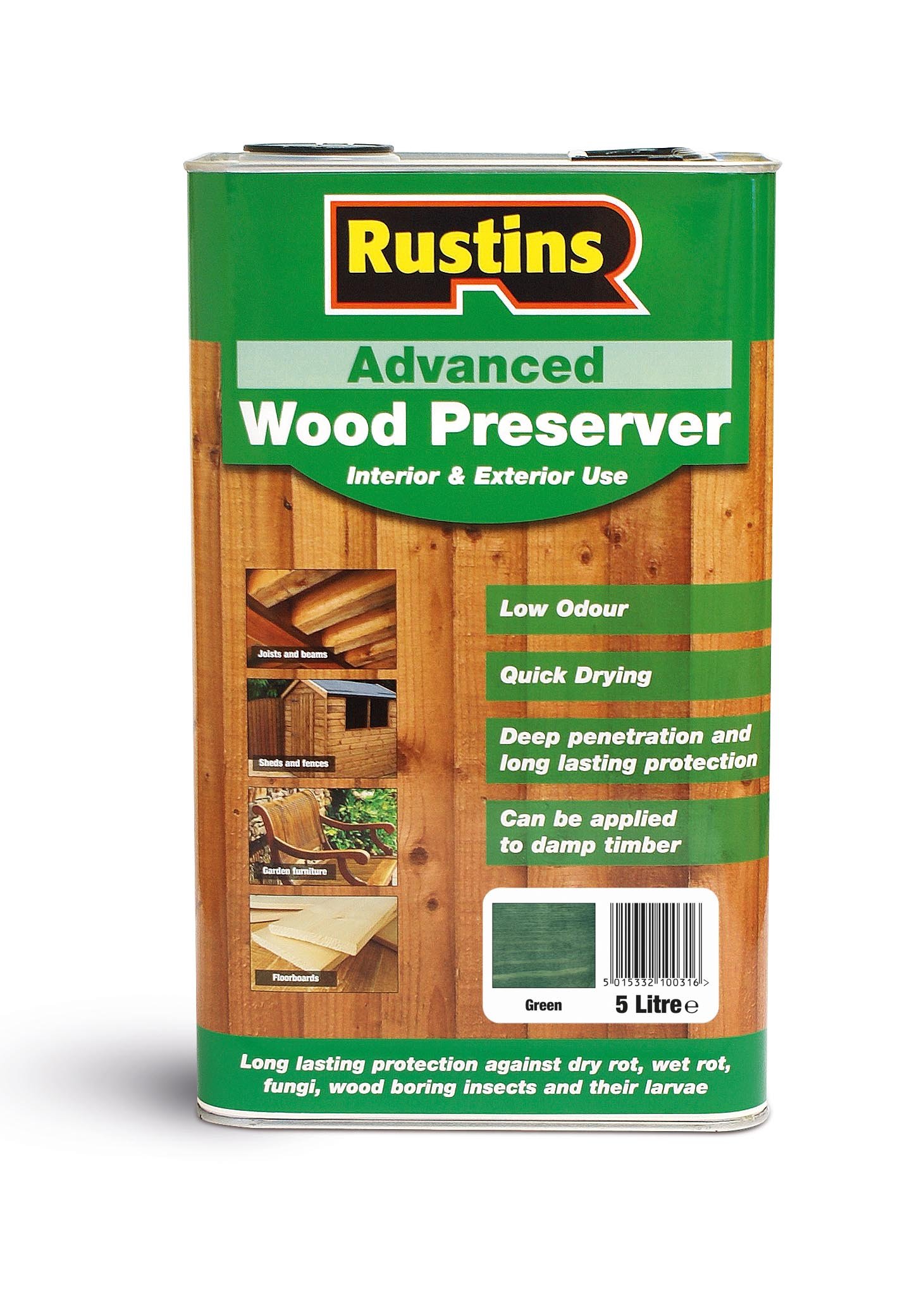 Rustins Green Advanced Wood Preserver 5L
