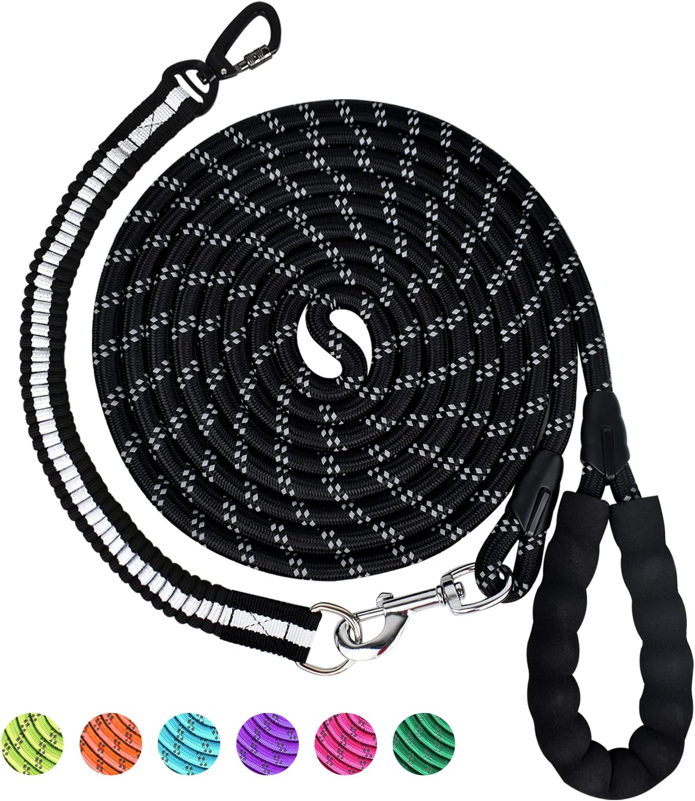 NAZOU 1/2 in Dog Leash 3FT 4FT 5FT 6FT 10FT 15FT 20FT 30FT Heavy Duty Dog Leash with Comfortable Padded Handle Dog Training for Outside Reflective Leash for Small Medium Large Dogs Up to 155LBS Black