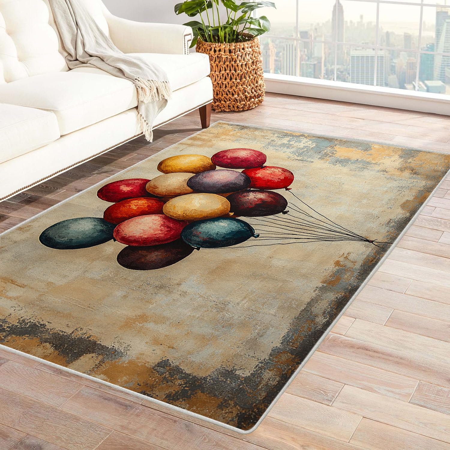 Tapis plusieurs ballons rectangulaire multicolore 60x90 cm rouge
