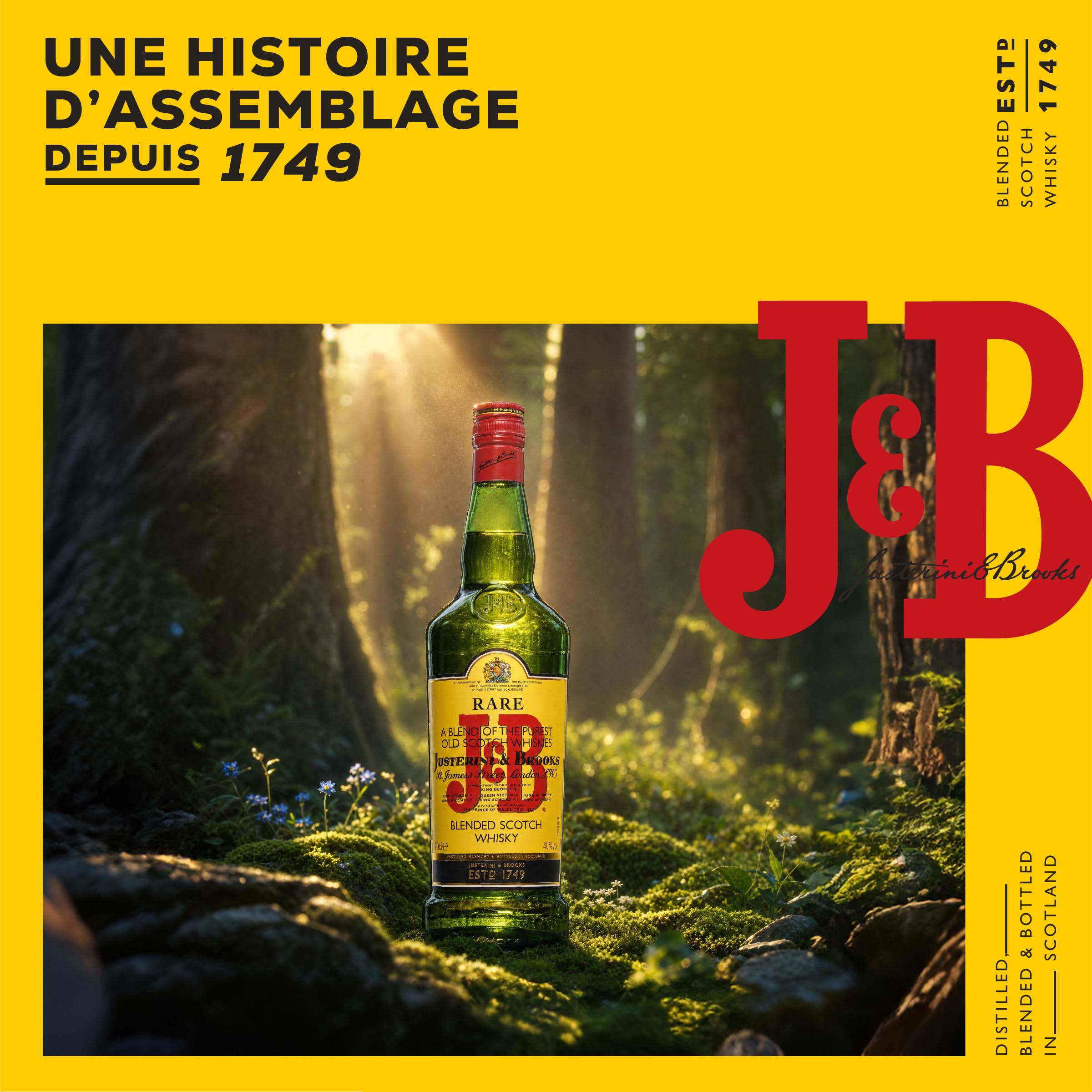 J&B | Blended Scotch Whisky | Distillé et assemblé en Écosse | 40 % vol | 1 L