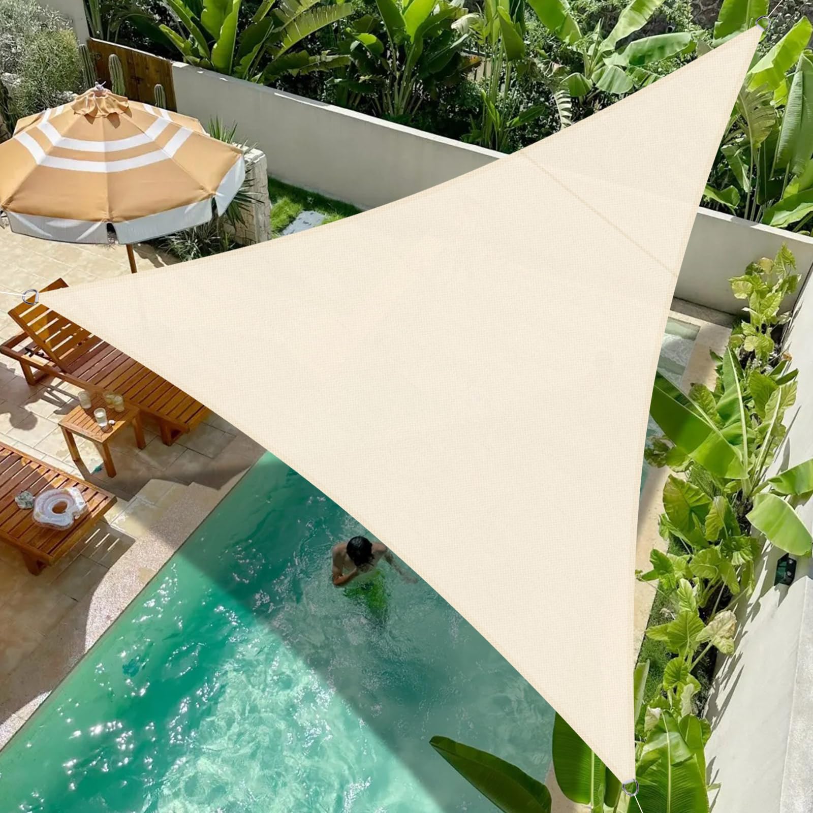 Cool Area Toldo Vela de Sombra Impermeable Rectangular 2.5x4m Protección UV PES Toldos para Patio Exterior Jardín Terraza-Arena — view 17