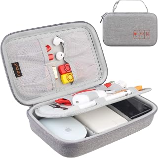Hard Electronic Organizer Travel Case Electronics Accessories Cable Gadget Wire Storage Bag Double Layer Shockproof Box for Charger, Cord, Flash Drive, Apple Pencil, Power Bank, Grey