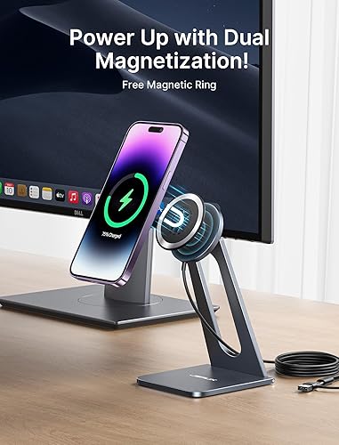 Miniatura 6 de Soporte de cargador inalámbrico MagSafe para iPhone 17, cargador magnético JSAUX para iPhone 17 Air Pro Max/16/15/14/13/12/Airpods, aleación de