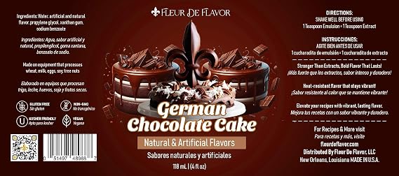 Fleur De Flavor German Chocolate Cake Emulsion Chocolate & Coconut Flavor (4 oz)
