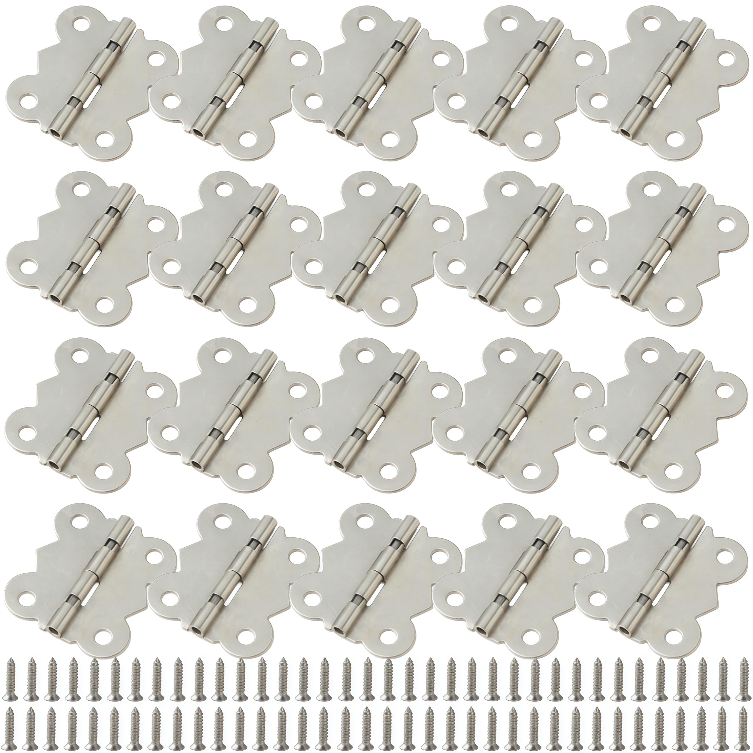Vbnexyr Silver Door Hinges 20 Piece Set Of Butterfly Shaped 1 Inch Hinges 90 Degree Jewelry Box Hinges Wooden Box Connecting Pieces