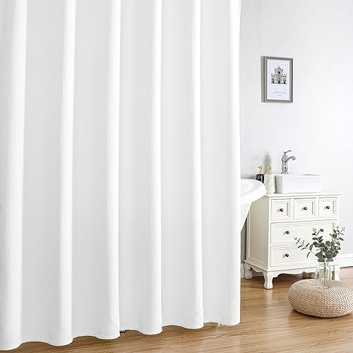 Miniatura 8 de MISS SELECTEX Cortina de ducha de tela de punto gofre mate cortinas de ducha para baño hotel de lujo impermeable 230 GSM tela clásica duradera