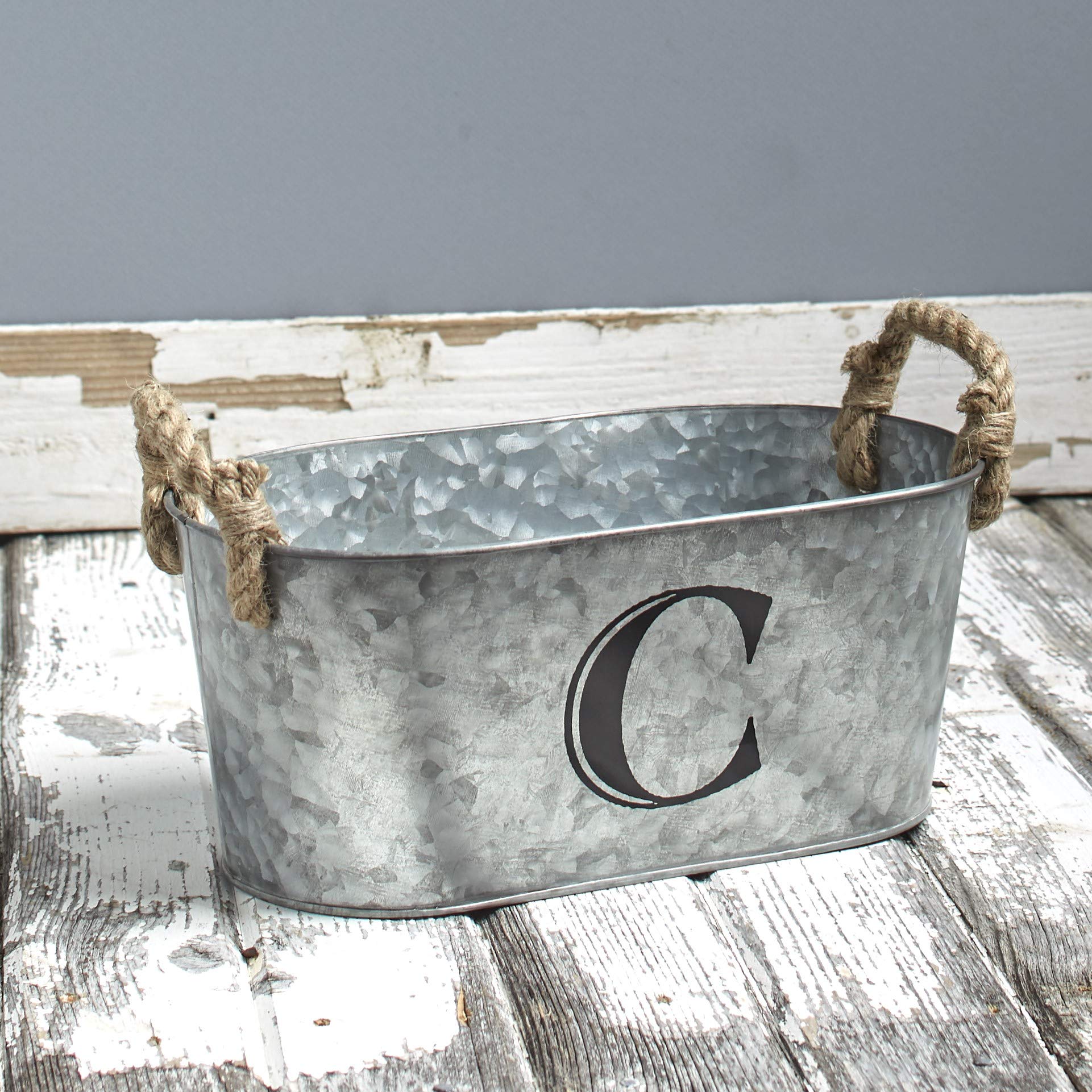 Buy The Lakeside Collection Galvanized Metal Monogram Bucket Rustic