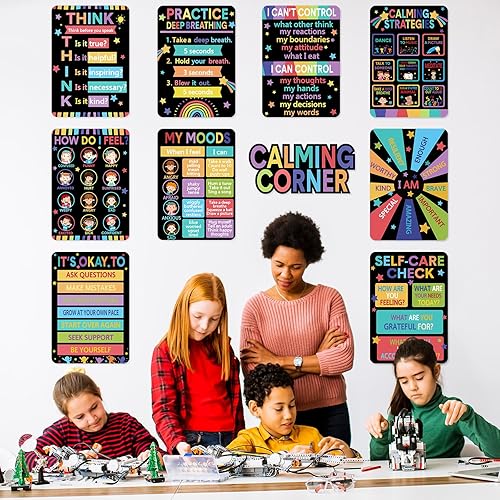 Miniatura 6 de 10 pósteres calmantes para niños, tabla de emociones para gestión de sentimientos, estrategias calmantes para el regreso a la escuela, juego de