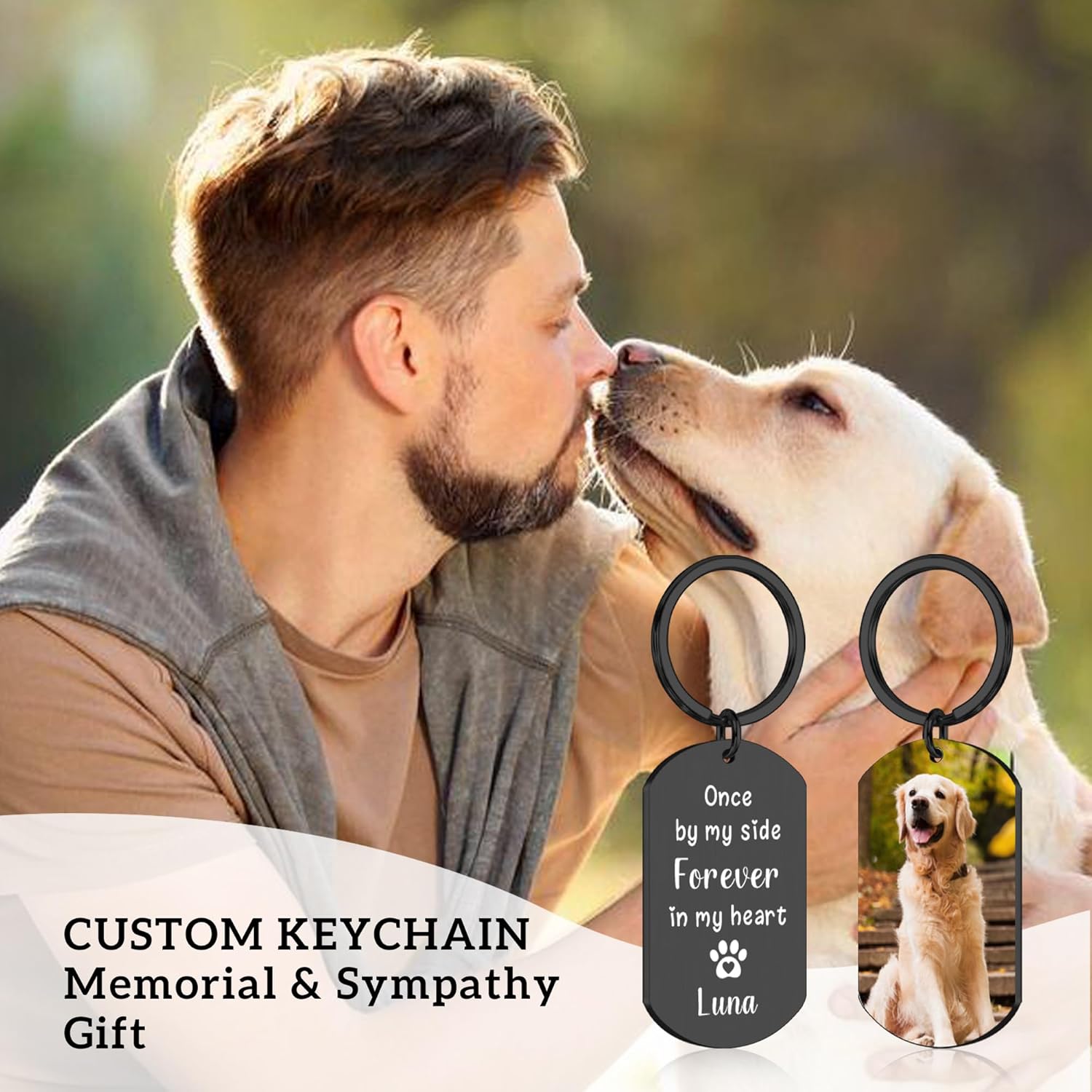 Custom Pet Photo Keychain - Personalized Memorial Keychain with Photo Name for Pet Loss Remembrance Dog Memory Sympathy Gifts - Image 7