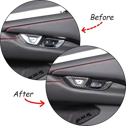 Miniatura 2 de Interruptor de bloqueo de puerta de fibra de carbono real compatible con Chevrolet Corvette C8 2020-2023, accesorios C8 (patrón de fibra de carbono)