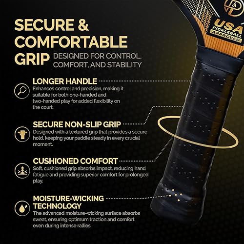 Miniatura 4 de Ascent - Juego de 2 palas de pickleball aprobadas por USAPA, incluye 4 bolas, 2 agarres adicionales y bolsa de transporte, raquetas de pickleball