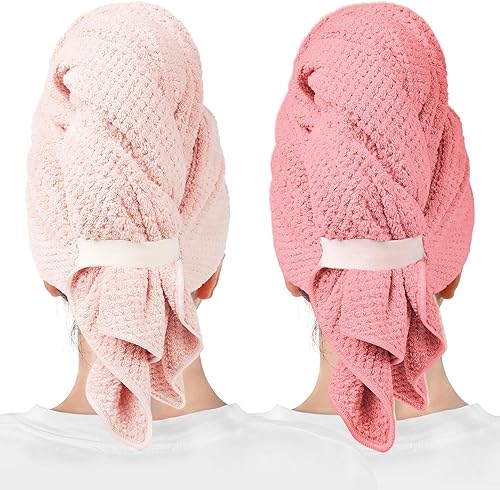 Miniatura 8 de ROLSHOL Paquete de 2 toallas grandes de microfibra para el cabello para mujer, súper absorbentes y de secado rápido, para cabello rizado, largo y