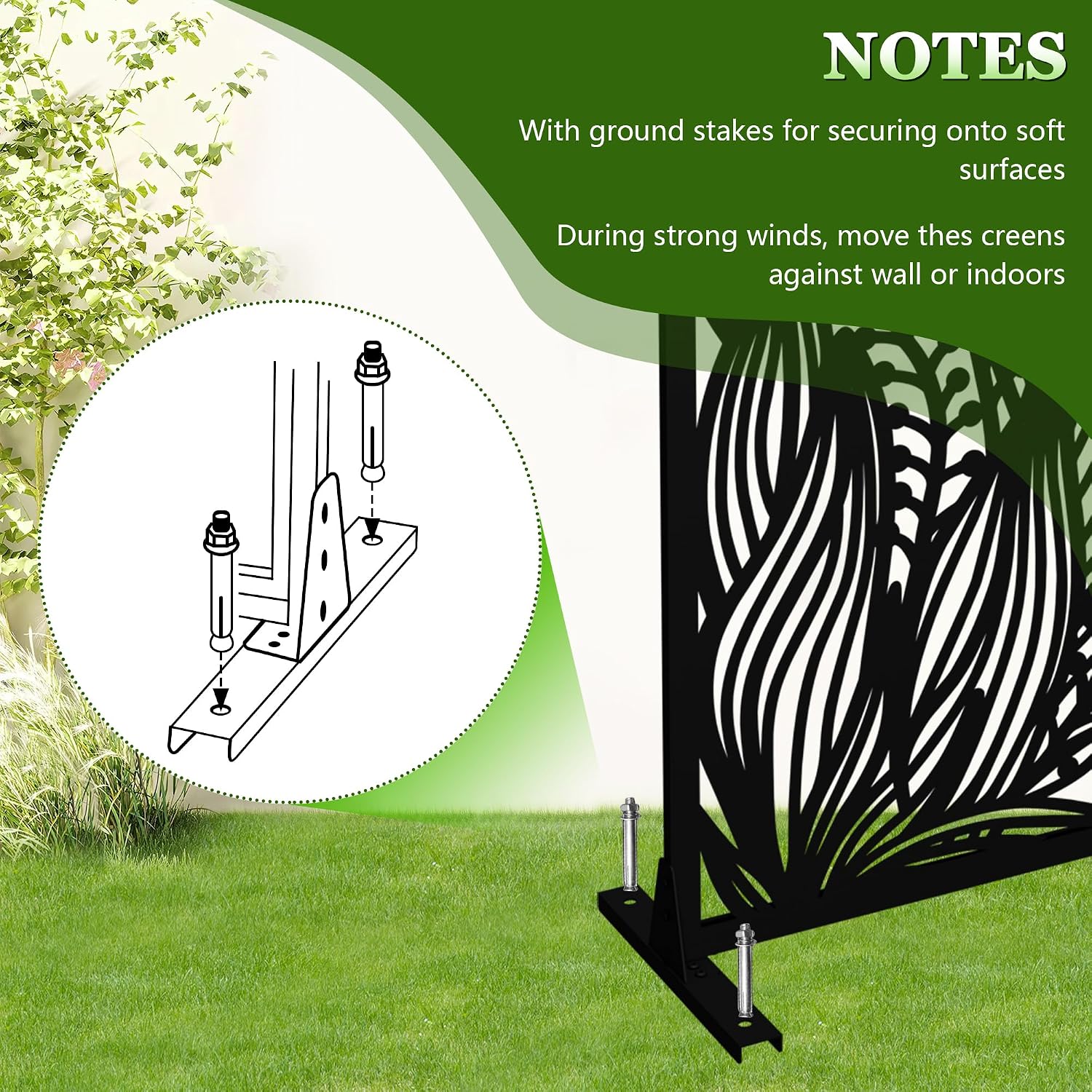 2 Pack Metal Privacy Screens 72" H Outdoor Privacy Screens Panels Outdoor and Indoor Leaf Pattern Divider for Balcony Patio Garden Room Divider(Black,2 Pack