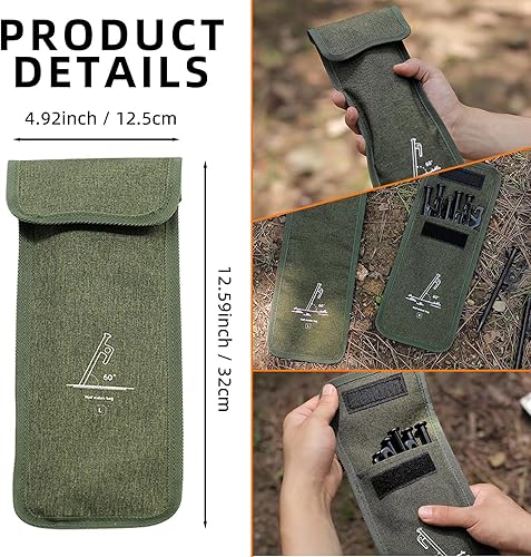 Miniatura 6 de Estacas para tienda de campaña, estacas resistentes, 8 estacas de tierra de 12 pulgadas, con 8 círculos fluorescentes, 12 hebillas de cuerda de