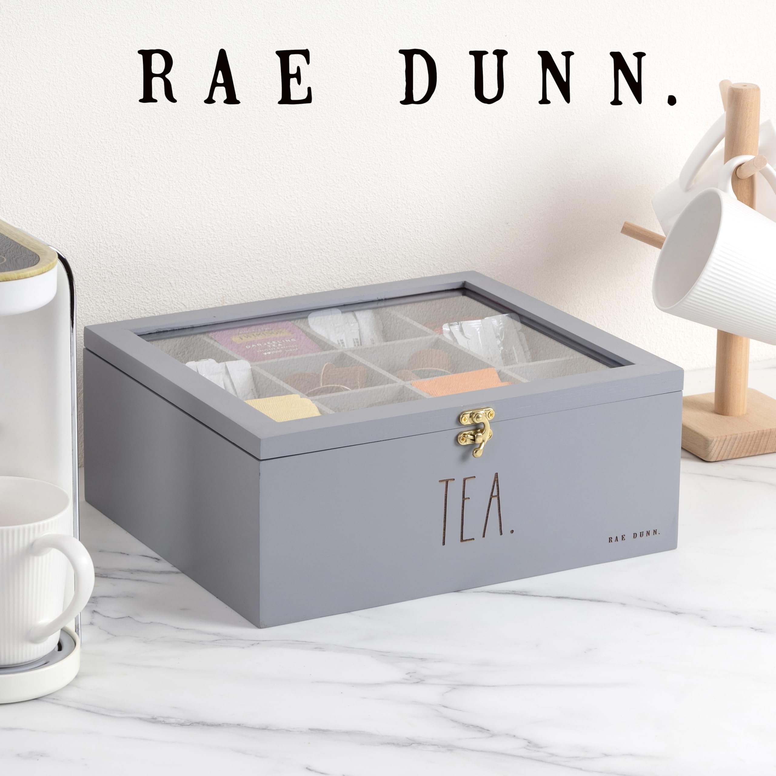 Amazon.com: Rae Dunn Tea Bag Organizer - Tea Box Divided Storage