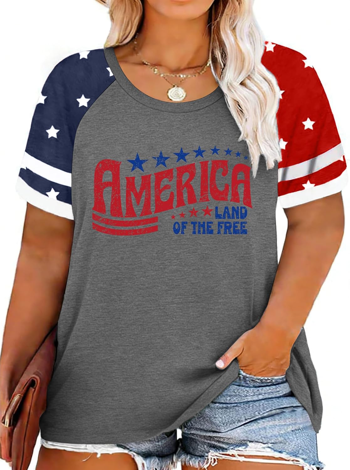 Plus Size American Flag Shirt for Women 4th of July Tshirts USA 1776 Patriotic Tops 250th Anniversary Tee