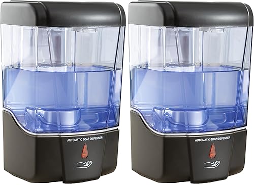 Miniatura 1 de Dispensador de jabón de pared comercial, paquete de 2 dispensadores automáticos negros para lavado de manos de 20 onzas, desinfectante líquido