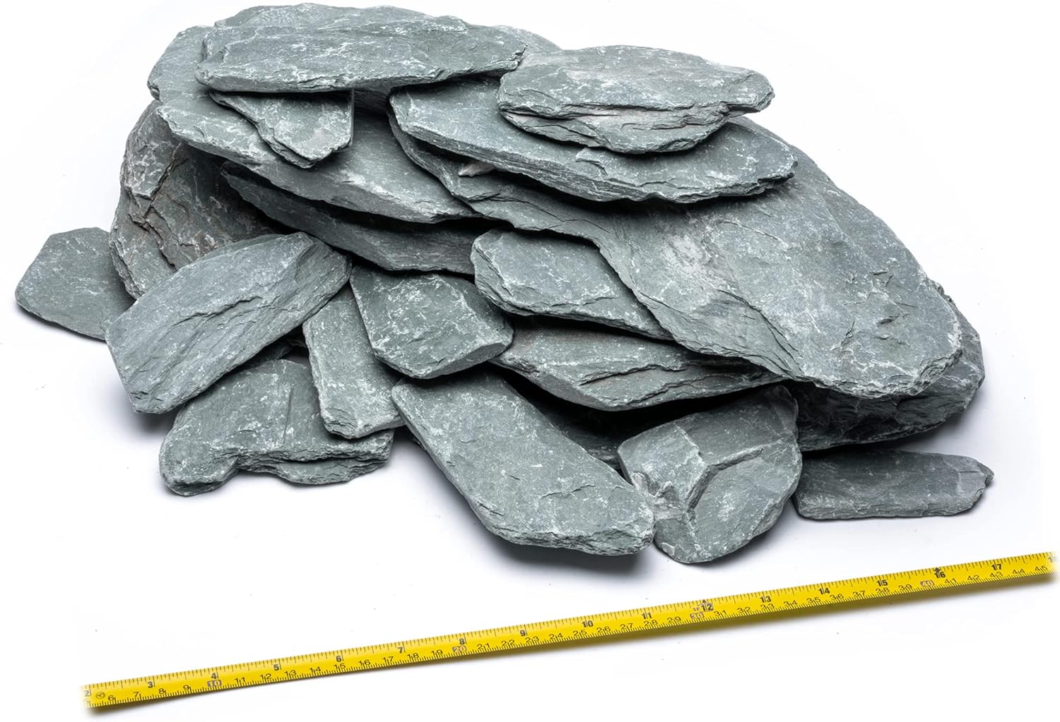 Natural Slate Stone for Aquariums, Fish Tanks, Terrariums, Aquascaping and Amphibian Enclosures, Mix of Small to Large Size Rocks - by SubstateSource (10 Pounds, Gray River)