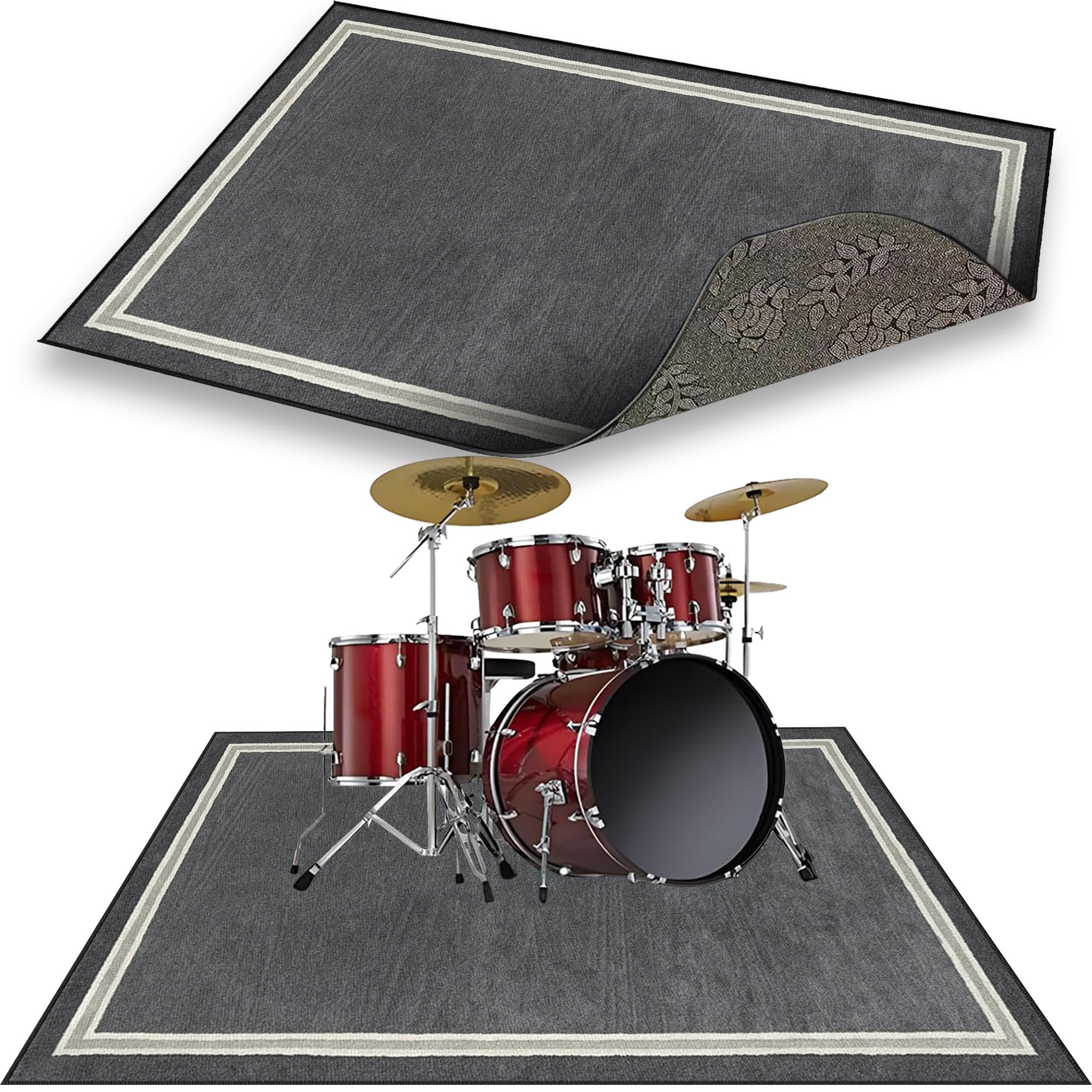Schlagzeug Teppich Schallschutz Drum Teppich Schallschutzmatte rutschfeste Drum Rug 140 x 100 cm Grau Trommel Teppich Schallschutzdecke für Bass Drum Snare Elektronische Antivibrationsmatten
