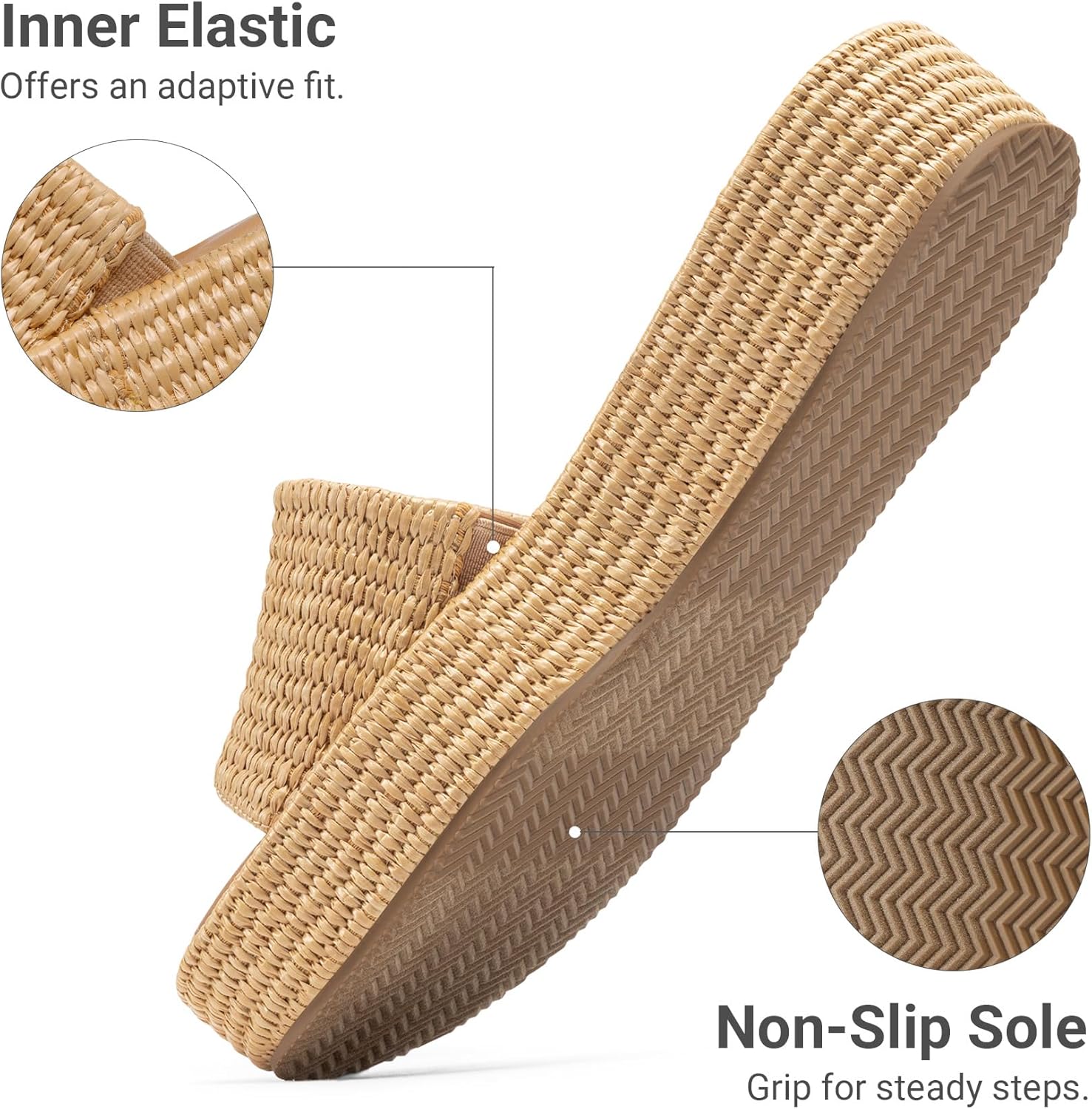 DREAM PAIRS Women Platform Slides Sandals Espadrilles Slip On Low Wedge Summer Open Toe Bohemia Dressy Beach Vacation Shoes - Image 5