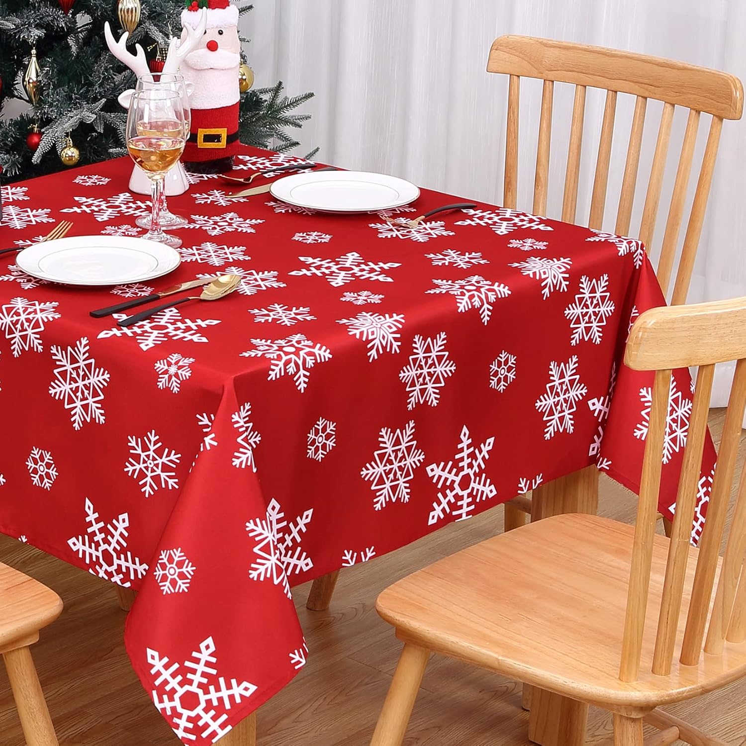 CAROMIO Christmas Tablecloths Wipe Clean Table Cover Xmas Table Cloth