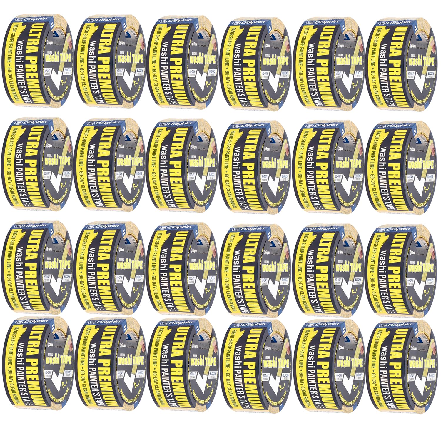 BDT Ruban de masquage professionnel - Papier de Riz de Qualité Ultra Premium - Washi Tape - Spécial Peinture et Décoration (25 mm x 50 m, Lot de 24)