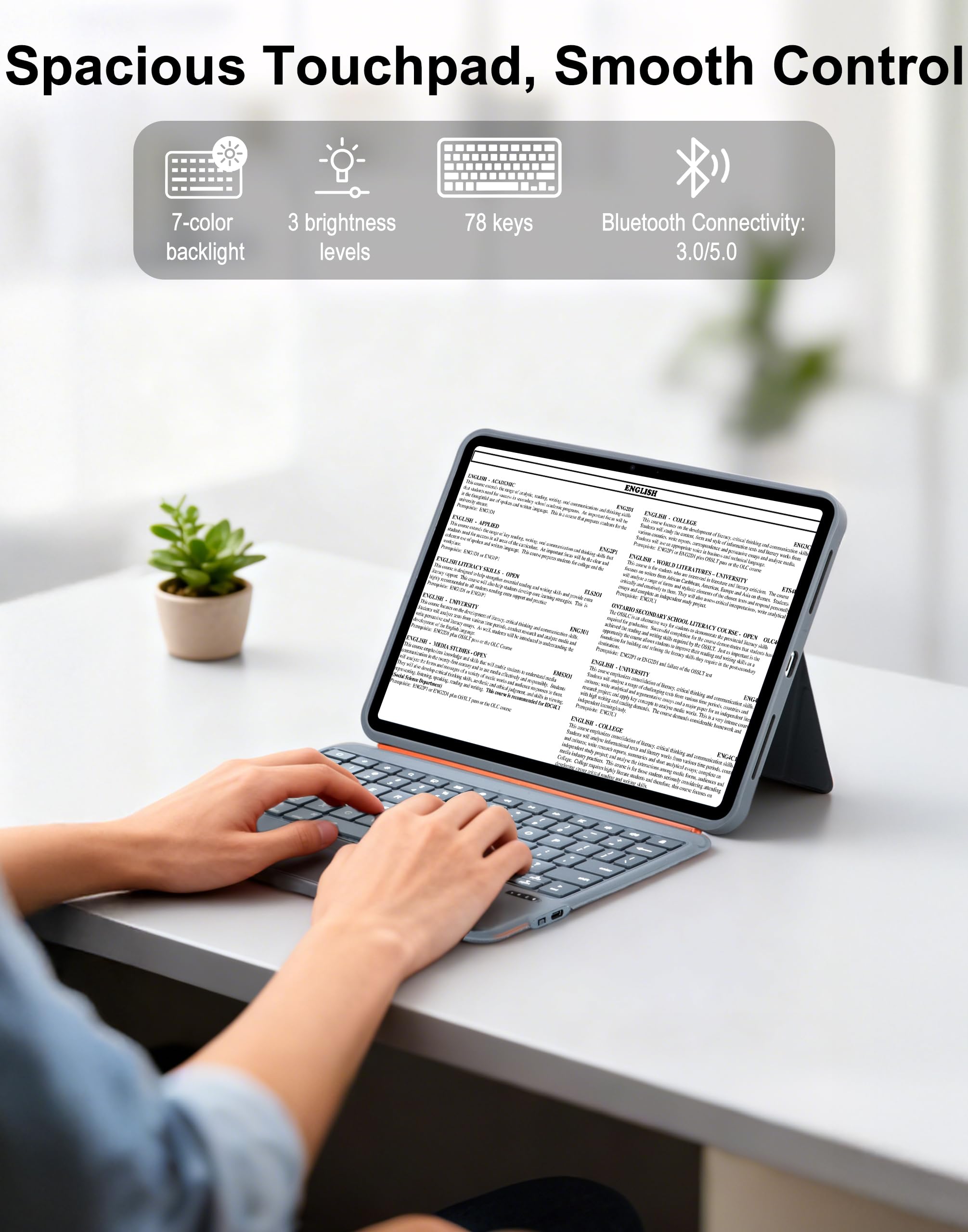 iPad Keyboard Case A16 11 Inch 11th /10th Gen, Magnetic Detachable 7-Color Backlit Keyboard with Large Touchpad, Includes iPad Pencil, for iPad Pro 11 Inch (M4/M2)