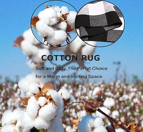 Miniatura 10 de Alfombra a cuadros en blanco y negro de 5.5 x 7.5 pies, alfombra de algodón tejida lavable para interiores y exteriores, comedor, dormitorio, sala