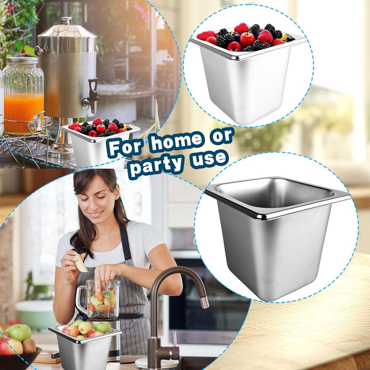 12 Pcs 1/6 Size 6 Inch Deep Restaurant Pan 201 Gauge Stainless Steel Food Trays Steam Table Pan Commercial Catering Metal Warming Pans for Food Storage Hotel Buffet - Image 5