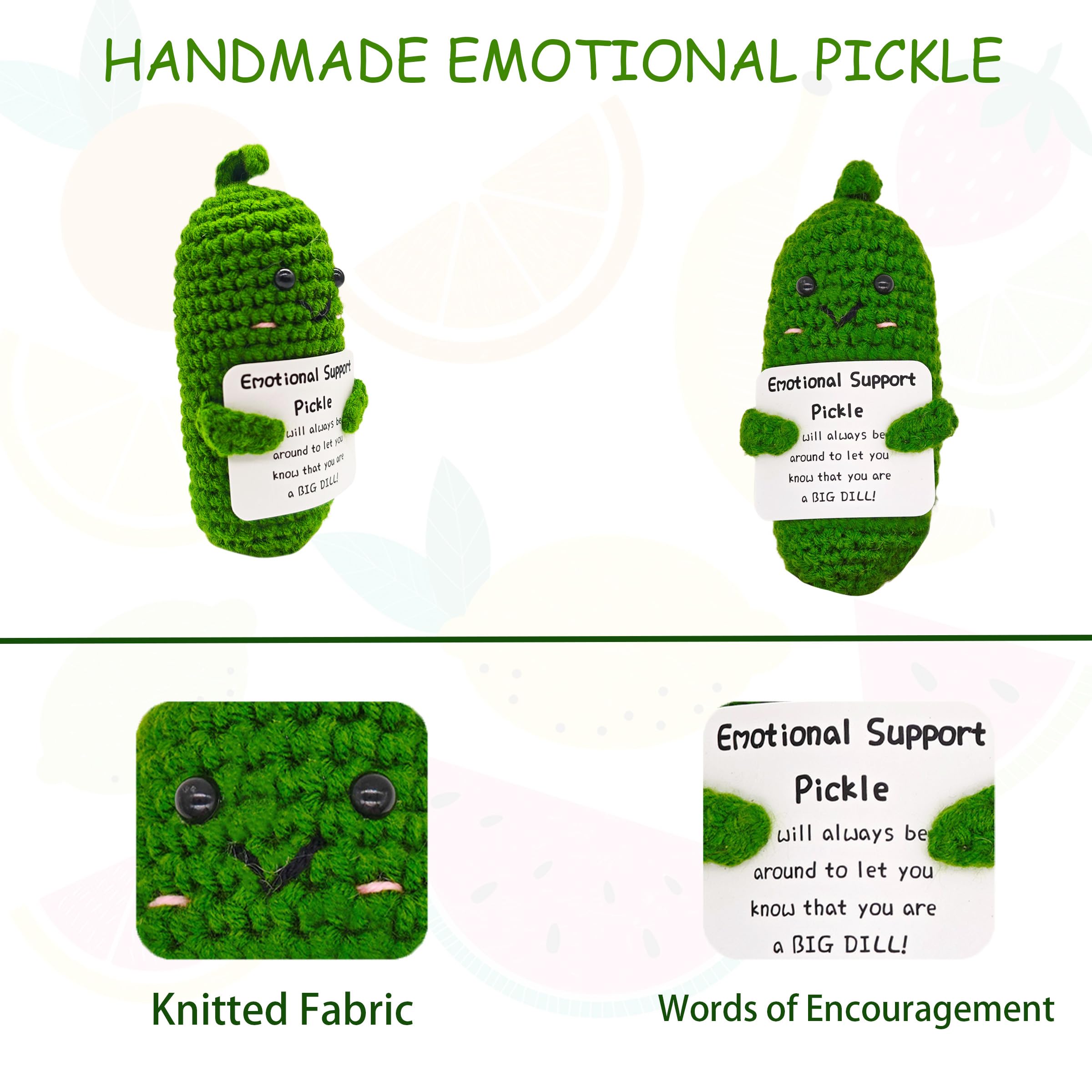 Emotional Encouraging Support Pickle,Funny Encouraging Pickle with Emotional Encouraging Card,Cute Knitted Crochet Dolls Soft Plush for Friend Gifts(Emotional Pickle) - Image 3
