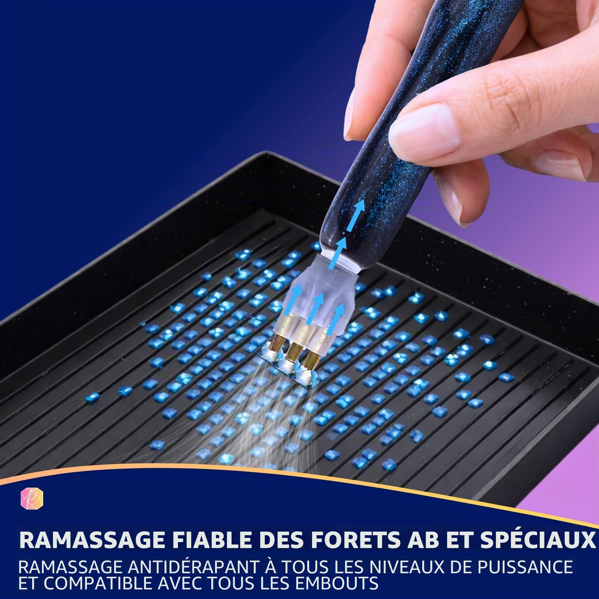 Picmondoo - E-Painter pour peinture à diamant avec affichage numérique et 5 vitesses - Stylo de peinture à diamant sans fil avec pompe à vide et accessoires pour poser les pierres AB sans cire