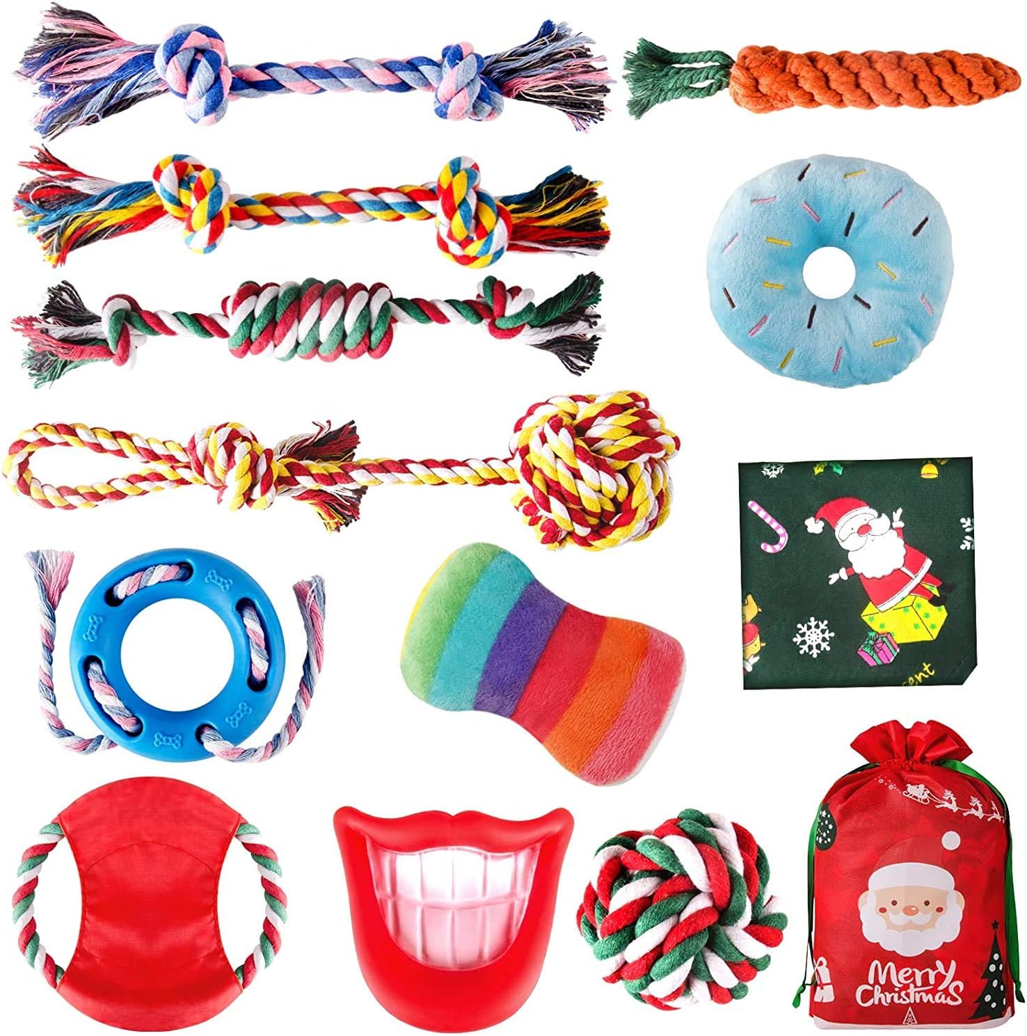 FAYOGOO Small Dog Chew Toys, 12 Packs Dog Rope Toys for Aggressive Chewers, Puppy Teething Toys Tough Chew Toys and Squeaky Dog Toys for…