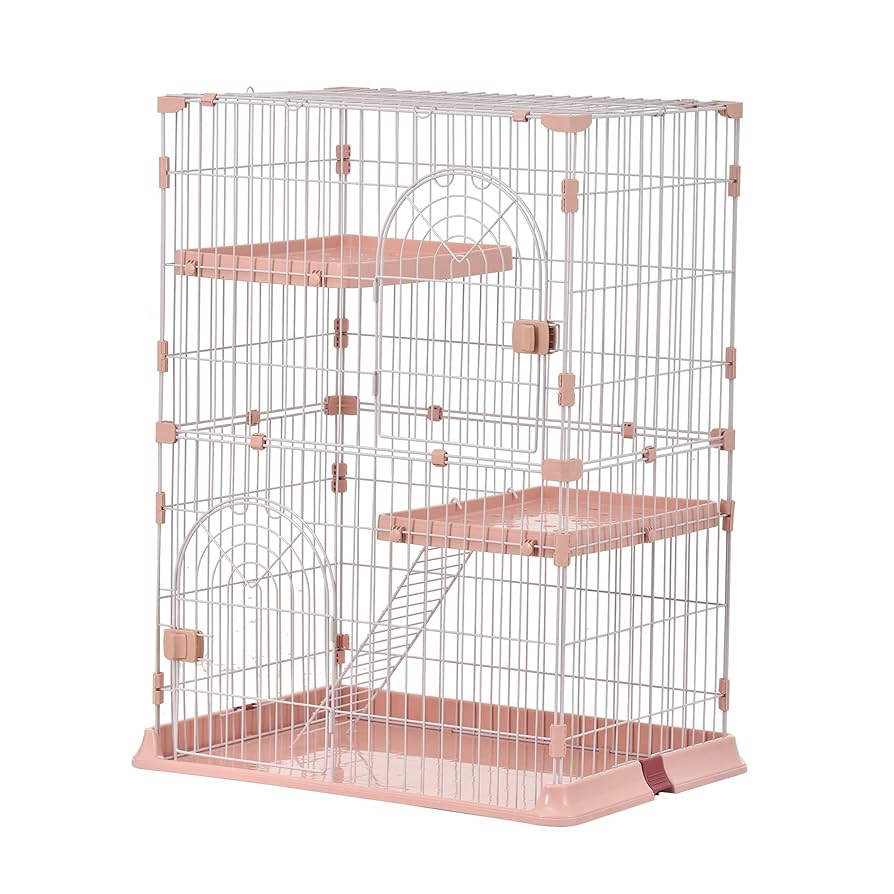 おしゃれ 猫 ケージ キャットケージ 2段 おしゃれ キャットハウス 【ピンク】 おしゃれ 猫 ケージ キャットケージ 2段 猫ゲージおしゃれ