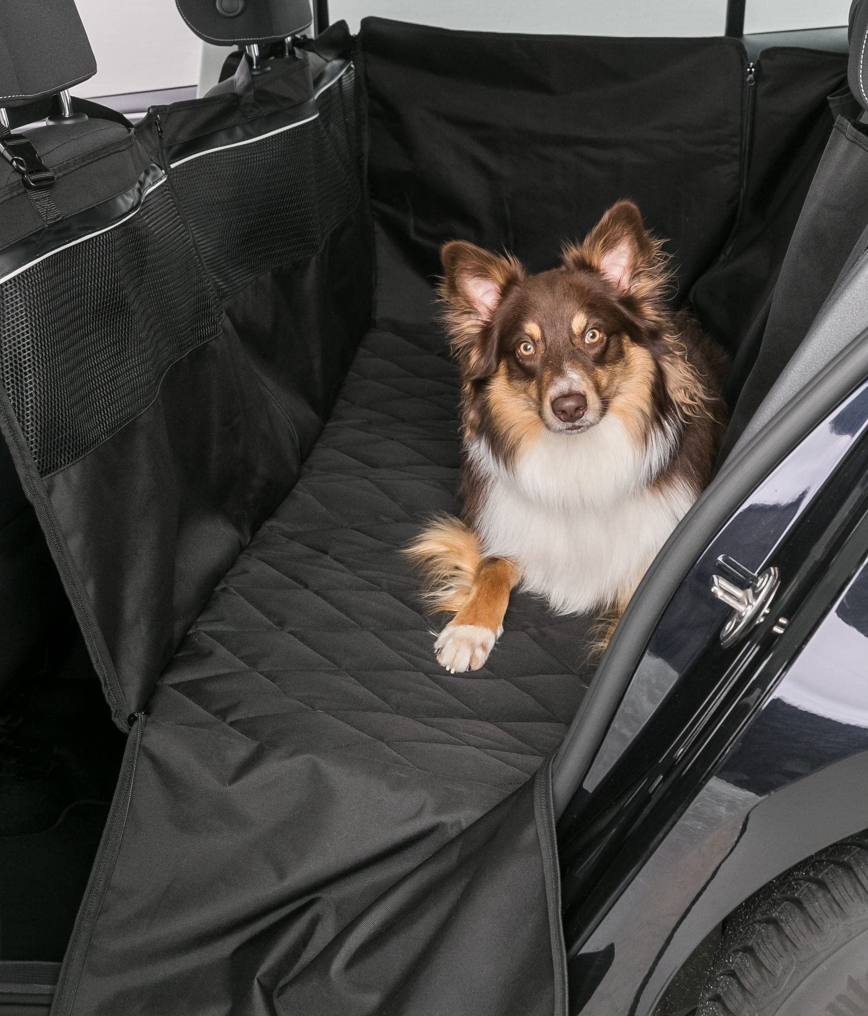 Trixie Funda Protectora Asientos Coche con Partes Laterales, Divisible, Negro, 1,55 × 1,30 m