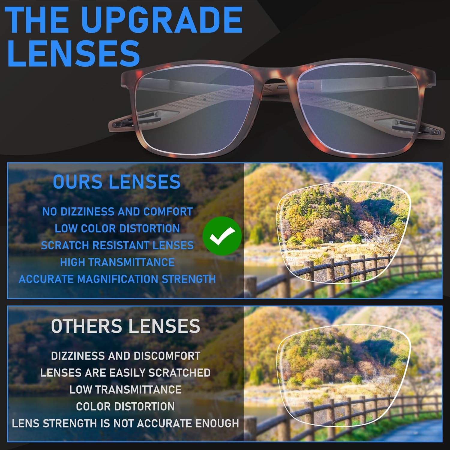 6 Pack Reading Glasses for Men Sports Style Blue Light Blocking Readers with Spring Hinge Women Eyeglasses - Image 6