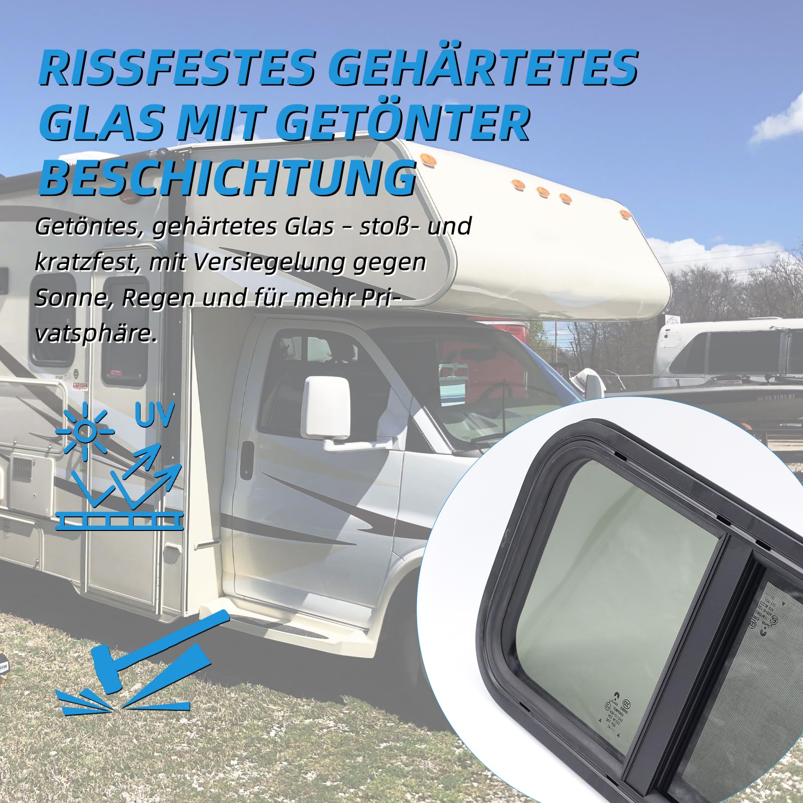 finestra laterale per camper, finestra scorrevole per camper con zanzariera, finestra per camper, adatta per camper, roulotte e rimorchi (600×300mm)