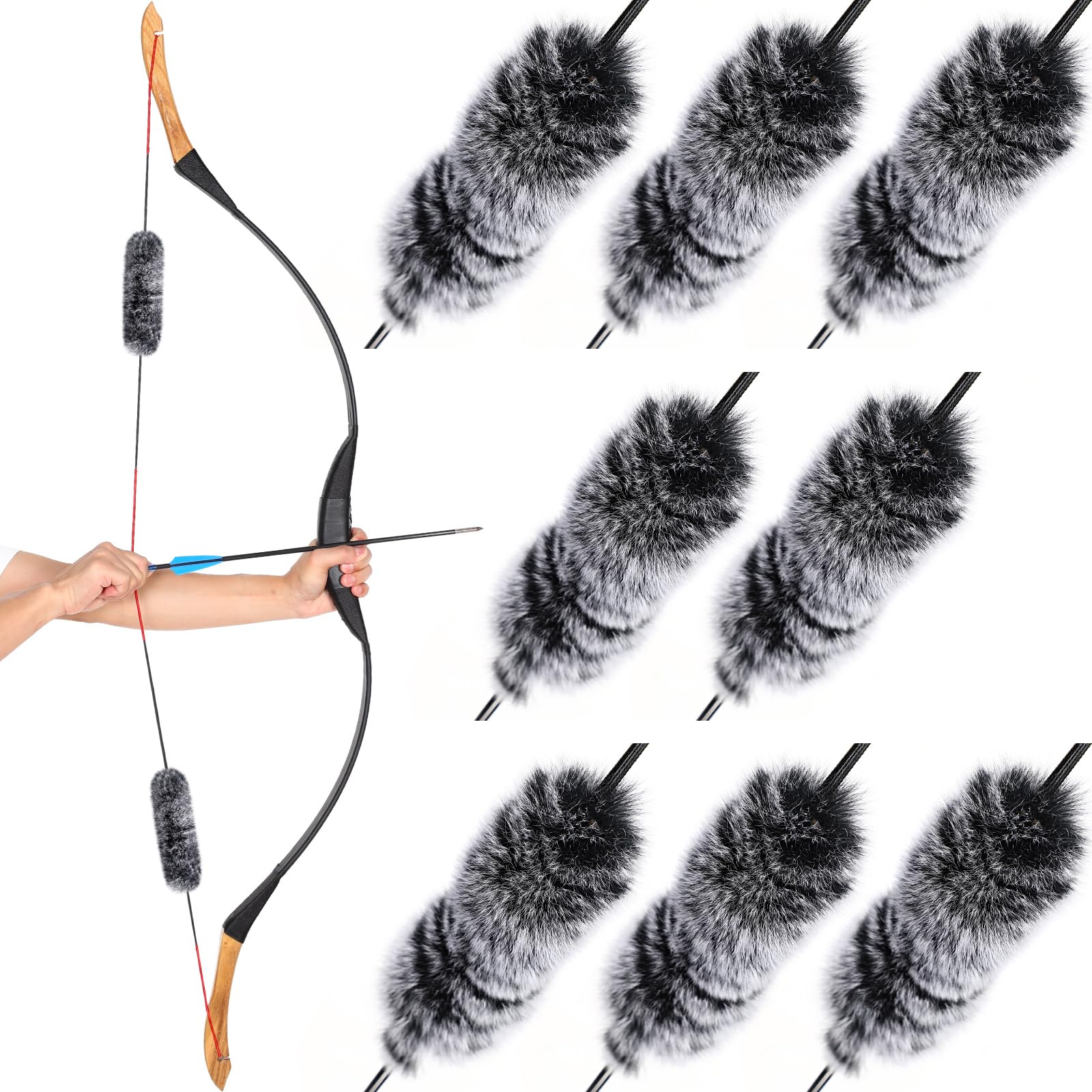 Wettarn 8 Pcs Otter Hide Bow String Silencer, Dampener Compound Bow String Accessories, Suitable for Recurve Traditional Hunting Shock Absorption
