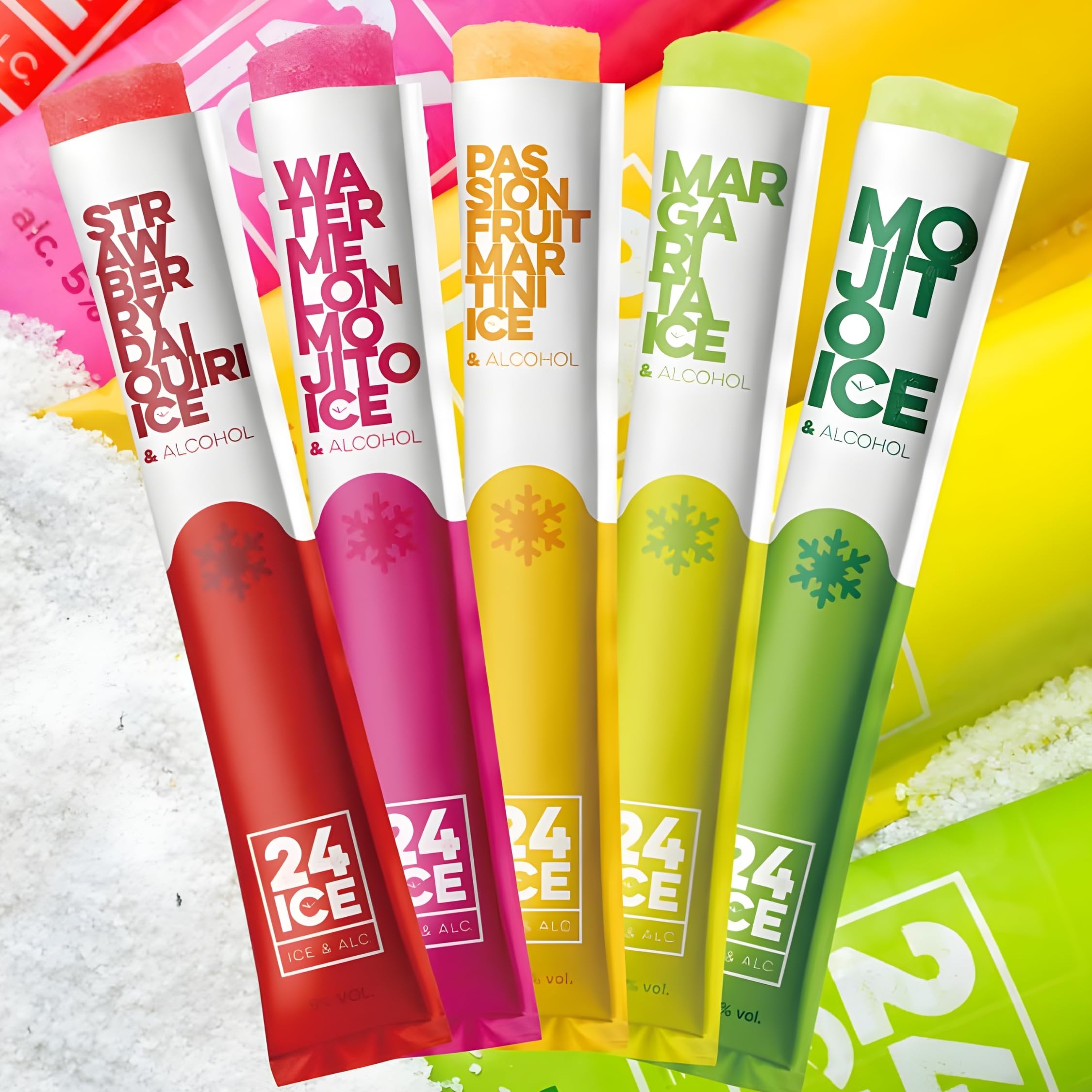24 ICE Frozen Cocktails Mix Pack 20 Unidades 5% Vol – Cócteles Helados Sabores Strawberry Daiquiri, Watermelon Mojito, Passion Fruit Martini, Margarita y Mojito - Distribuido por Laborawi