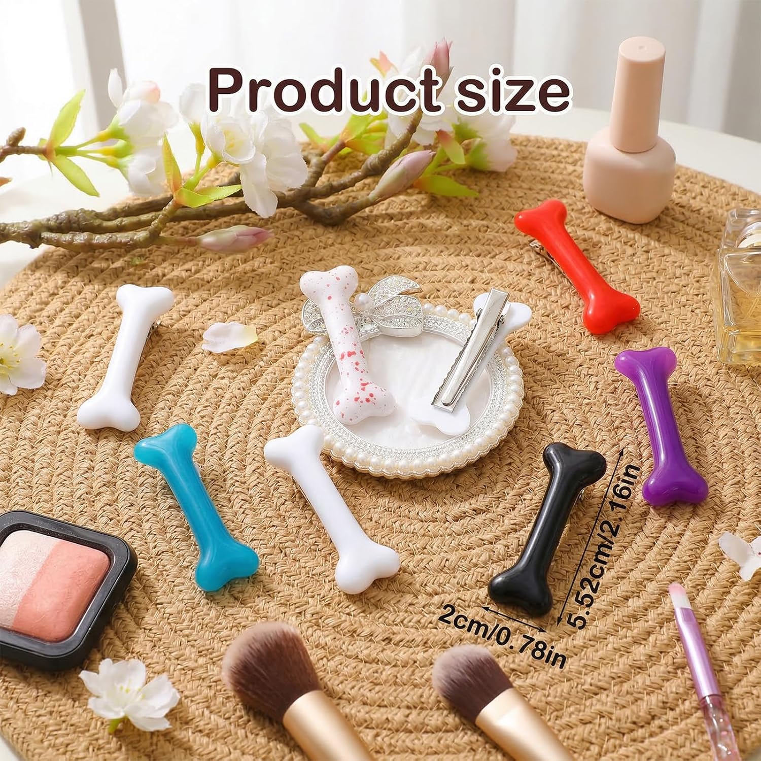 8PCS Bone Clips, Cute Bone Hair Clip, Bones Clips for Hair, 6 Color image 2
