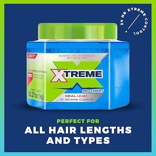 Miniatura 3 de Xtreme Pro-Expert Gel para peinar el cabello con aloe vera, azul, sin alcohol, 35.27 onzas, paquete de 2