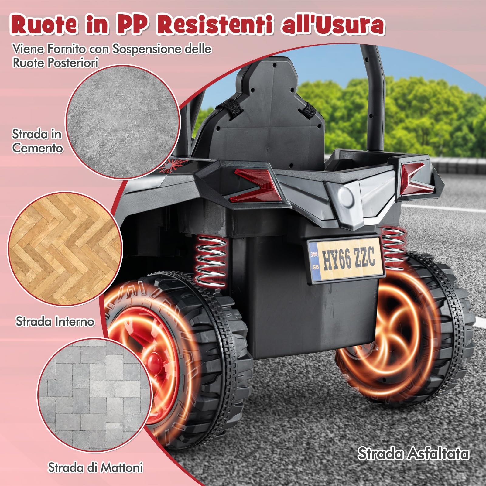 COSTWAY 24V Macchina Elettrica per Bambini, UTV Elettrico con Telecomando Cintura di Sicurezza a 3 Punti, 3 Velocità 2,5-4,5 km/h, Partenza Lenta, Veicolo per Bambini di 3-8 Anni (Nero+rosso)