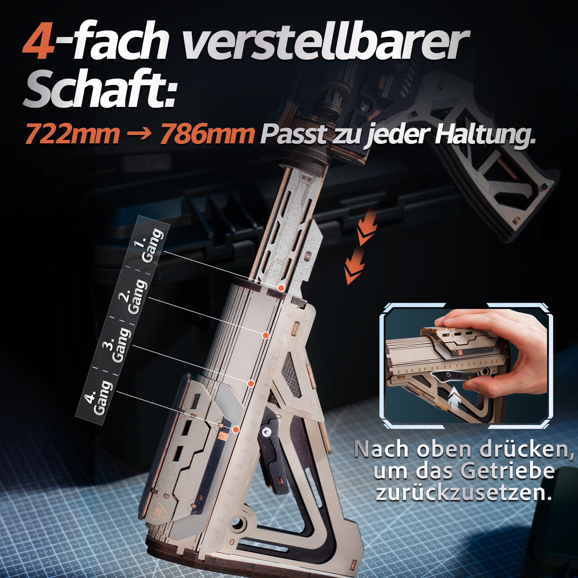 ROKR 3D Holzpuzzle Modellbausatz für Erwachsene – Mechanisches Federwerk-Modell mit Gummiband, DIY Konstruktionsspielzeug, einzigartiges Handwerksgeschenk für Männer & Frauen, LQB02