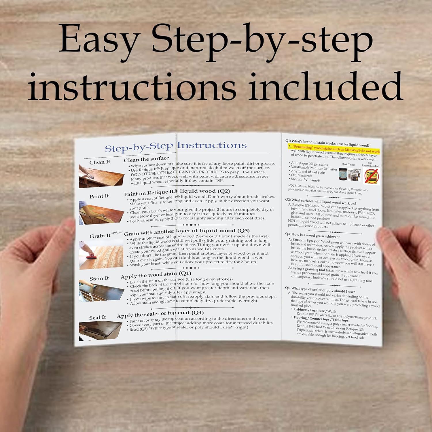 Gel Stain Liquid Wood Kits by Retique It - Real Paintable Wood. Great Companion to Chalk Finish Paint, Milk Paint, Furniture Paint. (8X Gal (400 sq ft), Brushed Finish, 40 Cherry) 10 Classic Black 4-ExLarge Weathered Finish