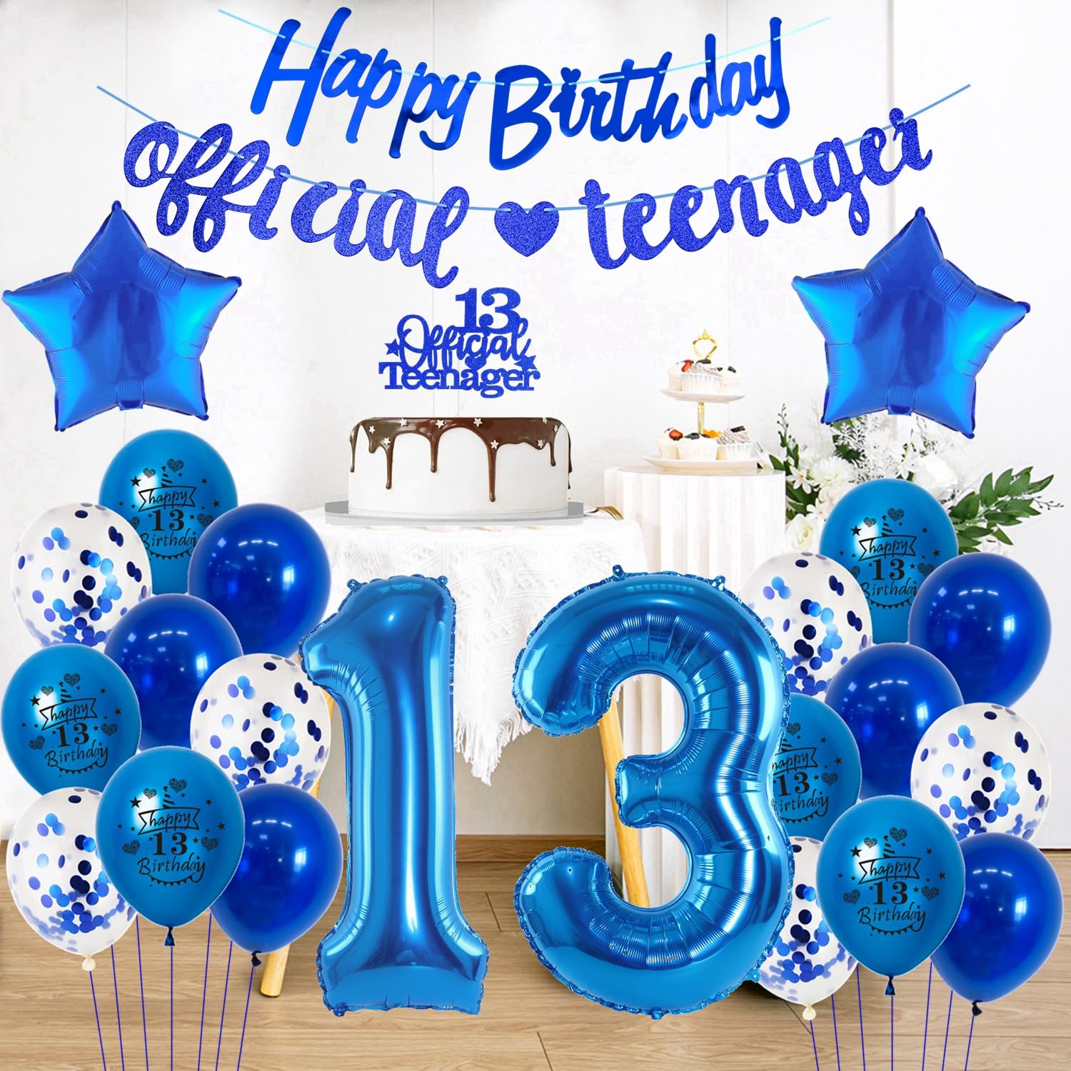 Ballonnen 13e Verjaardag Decoratie Jongen Ballon Decoratie 13e Verjaardag Jongen Blauw Verjaardagsdecoratie 13 Jaar Taartdecoratie 13e Verjaardag Banner Party Decoratie 13
