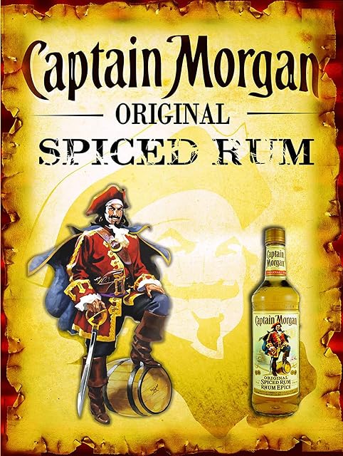 Captain Morgan Original spiced Rum Retro Metal Tin wall Sign/Plaque Wall Bar Pub