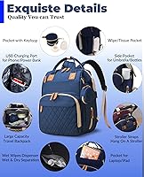 Vista 2 de Bolsa de pañales con cambiador, mochila de pañales 3 en 1 para bebé, Azul