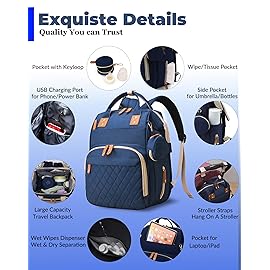 Lamroro Diaper Bag with Changing Station, Waterproof 3 in 1 Baby Diaper Backpack with Foldable Changing Pad, Large Travel Back Pack for Baby Girl Boy, Baby essentials, Blue